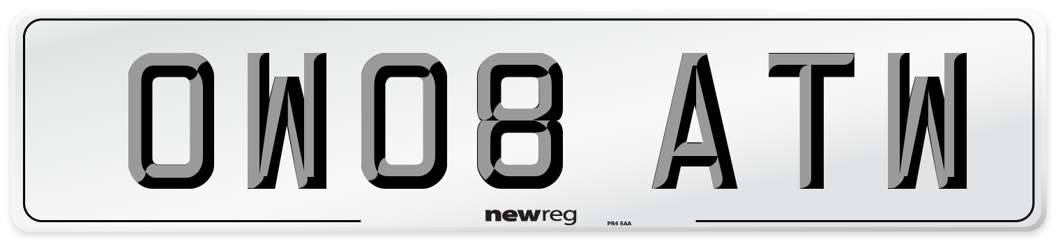 OW08 ATW Number Plate from New Reg